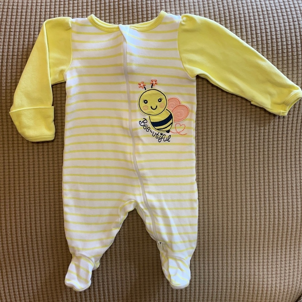 👼3 for $10👼 Wonder Nation Yellow Bee Footed Sleeper. EUC. 0-3M.